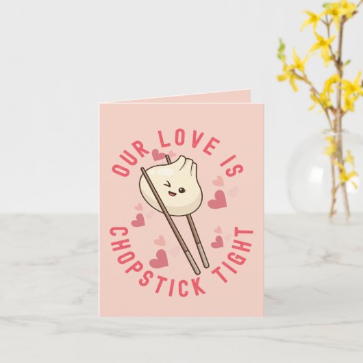 Onze liefde is eetstokje strak - Schattigee foodie Kaart (Gele Bloem)