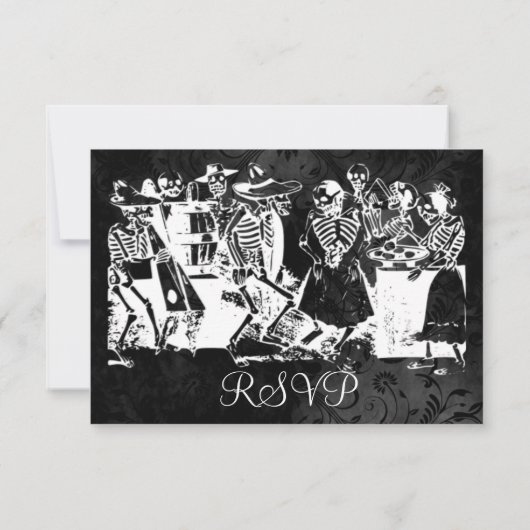 Onze liefde is etherische Skeleton Wedding RSVP-ka RSVP Kaartje (Achterkant)