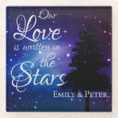Onze liefde is geschreven in The Stars Night sky N Glazen Onderzetter (Voorkant)