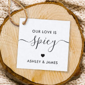 Onze liefde is kruidige bruiloft gunst Labels