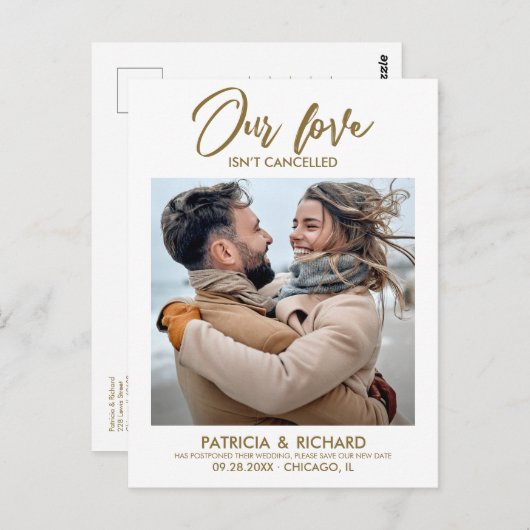 Onze liefde is niet geannuleerd weddenschap uitste briefkaart (Voorkant / Achterkant)