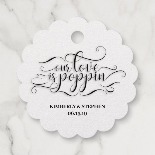 Onze liefde is poppin bruiloft bedankjes labels (Achterkant)