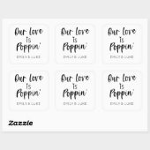 Onze liefde is Poppin' huwelijksgunst Vierkante Sticker (Vel)