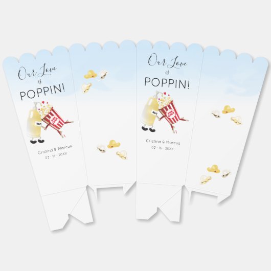 Onze liefde is Poppin Popcorn Bedankdoosjes (Ongevouwen)