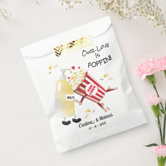 Onze liefde is Poppin Popcorn Favor Bag Bedankzakje (Gezegeld)