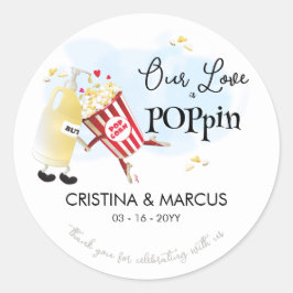 Onze liefde is Poppin Popcorn Ronde Sticker
