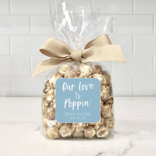 Onze Liefde is Poppin 'Wedding Favor Square Sticke Vierkante Sticker