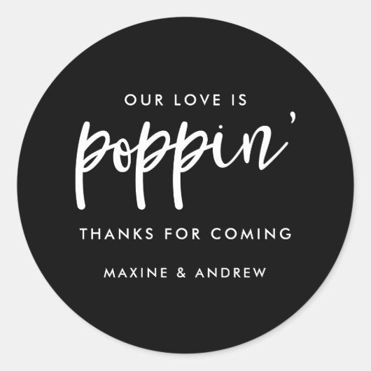 Onze liefde is Poppin Wedding Popcorn Dank je wel Ronde Sticker (Voorkant)