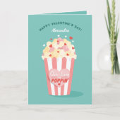 Onze Liefde is Popping Schattigee Popcorn Valentij Feestdagen Kaart (Voorkant)