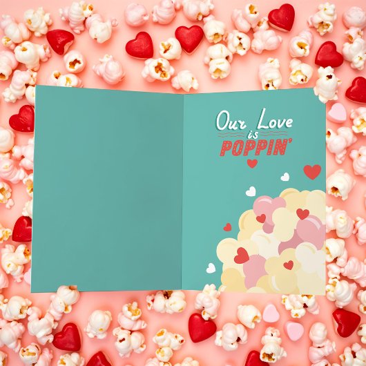 Onze Liefde is Popping Schattigee Popcorn Valentij Feestdagen Kaart