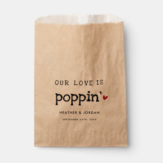 Onze liefde is Poppin'Wedding Popcorn Favor Bedankzakje (Voorkant)