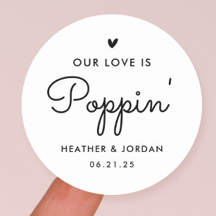 Onze liefde is Poppin'Wedding Popcorn Favor Ronde Sticker