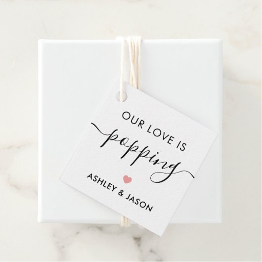 Onze liefde is Poppping, Popcorn Label, bruiloft,  Bedankjes Labels (In situ)
