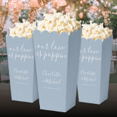 Onze Liefde Is Spetterend Stofblauw Trouw-Popcorn Bedankdoosjes