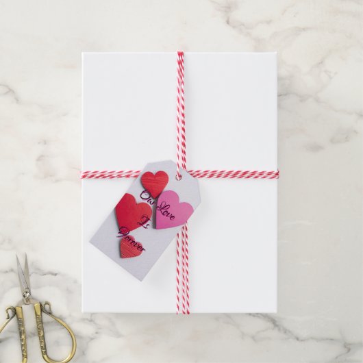 Onze liefde is voor altijd - harten cadeaulabel (Met Touw)