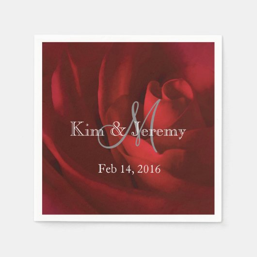 Onze liefde romantische bruiloft gepersonaliseerd servetten (Voorkant)