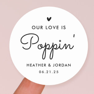Onze Liefde Spatelt Trouw Popcorn Favor  Ronde Sticker