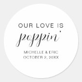 Onze Liefde Spatelt Verlovingsfeest Ronde Sticker (Voorkant)