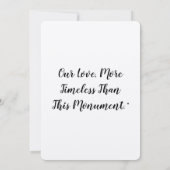 Onze liefde, tijdloos dan dit monument." (Achterkant)