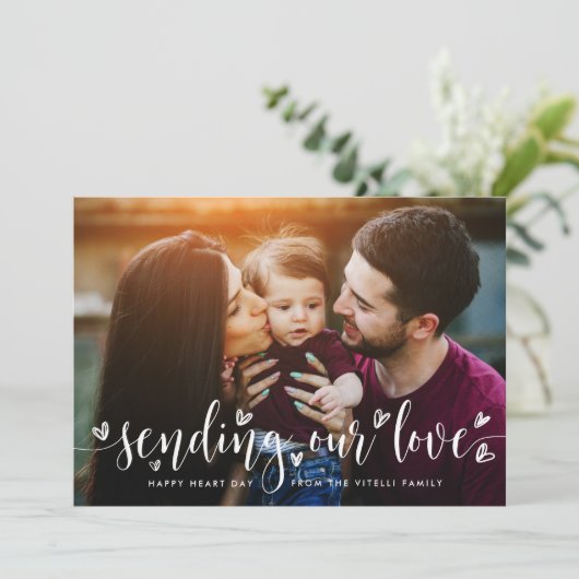 Onze liefde verzenden | Fotokaart Valentijnsdag Kaart (Staand voorkant)