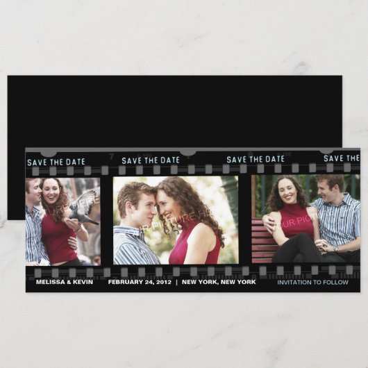 Onze liefdesfilm - Sla de datumkaart op Save The Date (Voorkant / Achterkant)