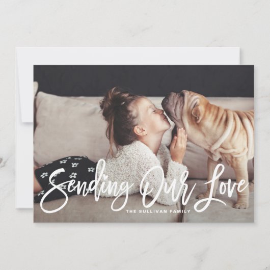 Onze liefdeshand gebeletterde Valentijnsdag II stu Feestdagenkaart (Voorkant)