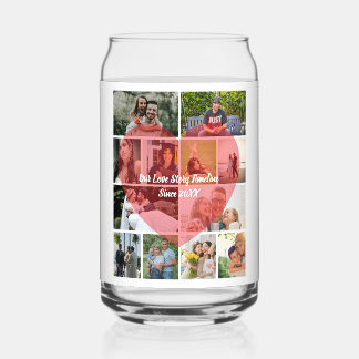 Onze Liefdesverhaal 12 Foto Tijdlijn Koppel Collag Blikvorm Glas