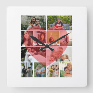 Onze Liefdesverhaal 12 Foto Tijdlijn Koppel Collag Vierkante Klok