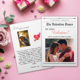 Onze liefdesverhaal krant Cupido Post Red Heart Kaart