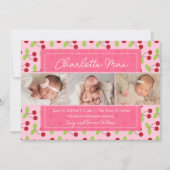 Onze liefste Aankomst Cherry Meisje Baby Aankondig Aankondiging (Voorkant)