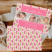 Onze liefste Aankomst Cherry Meisje Baby Aankondig Aankondiging