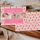 Onze liefste Aankomst Cherry Meisje Baby Aankondig Aankondiging