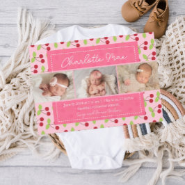 Onze liefste Aankomst Cherry Meisje Baby Aankondig Aankondiging