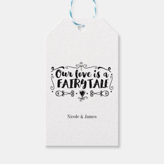 ONZE LIEFT IS EEN VEILIGE TALE Custom Weddenschap Cadeaulabel (Voorkant)