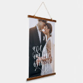 ONZE LIEFT IS MAGIC Wedding Couple Foto Stijlvol Hangend Wandkleed (Gebogen)