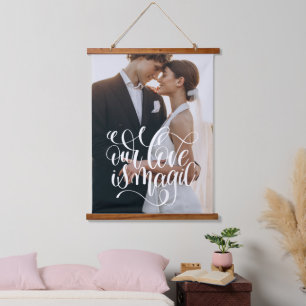 ONZE LIEFT IS MAGIC Wedding Couple Foto Stijlvol Hangend Wandkleed