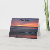 **ONZE LIEFT IS ZO VERBAZEND ALS DEZE SUNSET** FEESTDAGEN KAART (Voorkant)