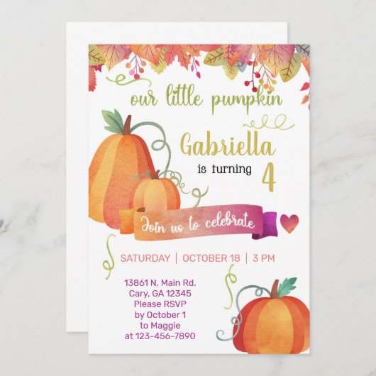 Onze lieve kleine pompoenmeisje komt uit op haar v kaart (Voorkant / Achterkant)