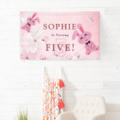 Onze lieve konijnenprinses wordt 5! feestbanner spandoek (Insitu)