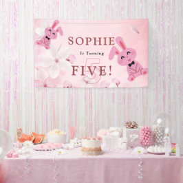 Onze lieve konijnenprinses wordt 5! feestbanner spandoek