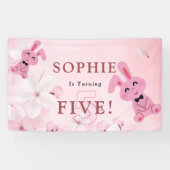 Onze lieve konijnenprinses wordt 5! feestbanner spandoek (Horizontaal)