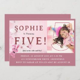 Onze lieve konijnenprinses wordt 5! uitnodigen kaart