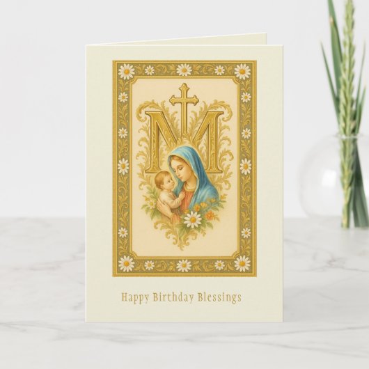 Onze Lieve Vrouw en Kind Jezus Verjaardag Zegening Kaart (Voorkant)