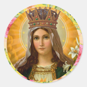 Onze Lieve Vrouw Onbevlekt Hart van Maria Maagd Ma Ronde Sticker