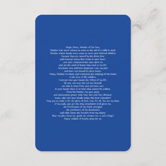 Onze-Lieve-Vrouw onder de knopen van het gebed Informatiekaartje (Achterkant)