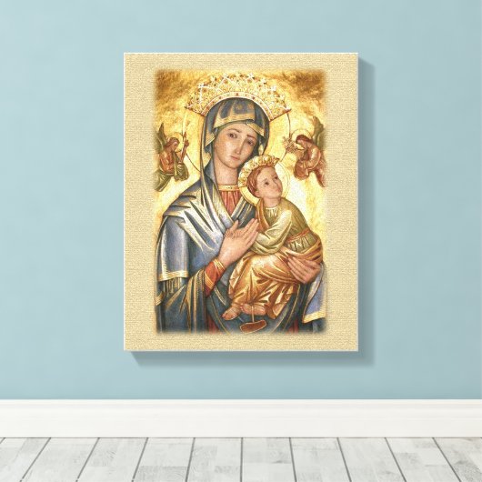 Onze Lieve Vrouw van Altijddurende Hulp Icoon. Canvas Afdruk (Insitu (Houten vloer))