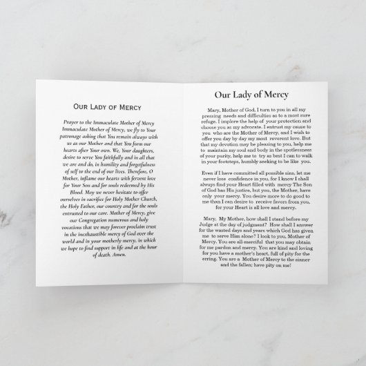 Onze-Lieve-Vrouw van Barmhartigheidskaart Kaart (Binnen)