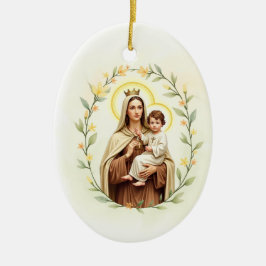 Onze Lieve Vrouw van Berg Carmel Gods Vrede en Zeg Keramisch Ornament