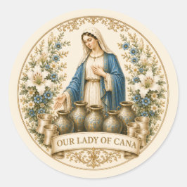 Onze Lieve Vrouw van Cana Trouw Katholiek Ronde Sticker