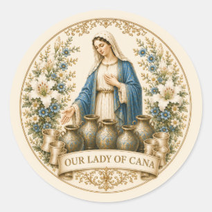 Onze Lieve Vrouw van Cana Trouw Katholiek Ronde Sticker